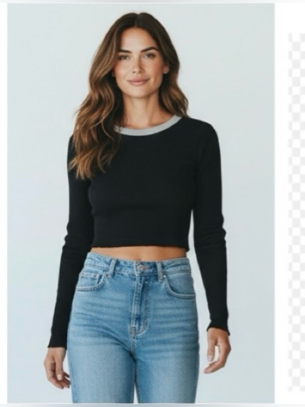 Zara black long sleeve open back shorts top